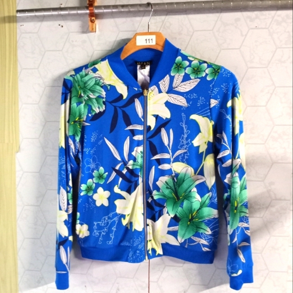 IMAN Global Chic Reversible Stretch Knit Bomber Jacket